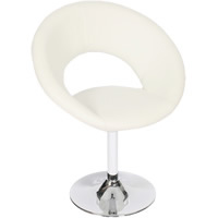 Geos Swivel White Leather Sidechair (Faux) hire