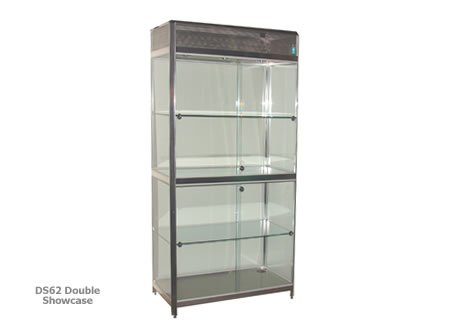 Double 1m Tallboy Showcase Lights and lockable