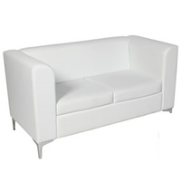 White Leather Sofa - Double Mirage hire