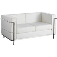 White Corbusier Style 2 Seater Sofa hire