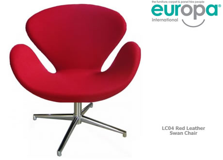Red Leather Swan Chair